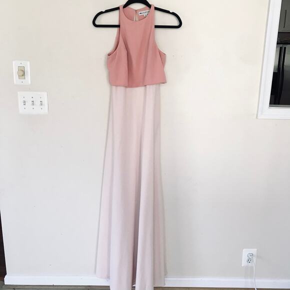Jill Stuart BHLDN Iva Crepe Blush Pink Duo Two Tone Gown Maxi Dress Women Size 4 - Picture 2 of 9